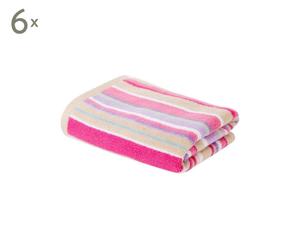 set di 6 asciugamani viso in cotone tuttifrutti rosa - 50x90 cm