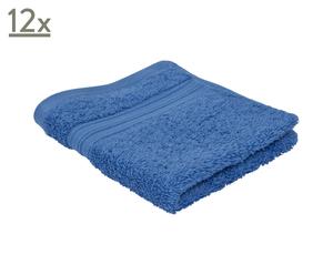 set di 12 asciugamani ospite in cotone egiziano Bliss blu - 30x30 cm