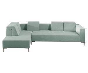 divano angolare Linares grigio e blu chiaro lato destro - 290x81x100 cm