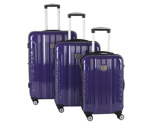 set di 3 valigie trolley geroges rech viola - h 50/60/70 cm