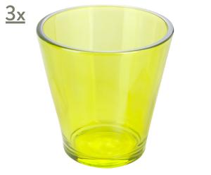 Set di 3 bicchieri in vetro Love cone verde lime - H 15 cm
