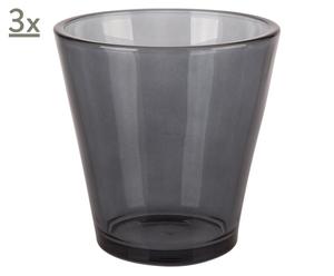 Set di 3 bicchieri in vetro Love cone nero - H 15 cm