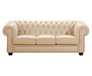 divano a 3 posti in pelle Cambridge beige - 205x96x75 cm