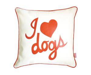 Cuscino per cani in cotone I LOVE DOGS arancione - 50x50 cm