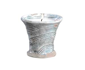 Portacandela in terracotta con candela Cachepot - 15x13 cm