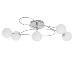 lampada da soffitto a 5 luci in metallo e vetro bianco belina - 66x36x18 cm