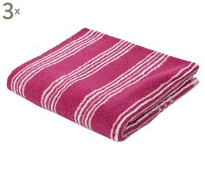 Set di 3 asciugamani corpo in cotone egiziano Stripe rosa - 125x70 cm