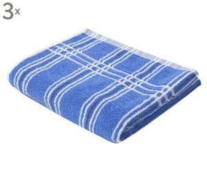 Set di 3 asciugamani corpo in cotone egiziano Stripe blu - 125x70 cm