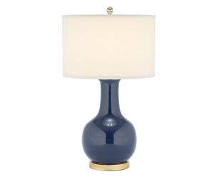 Lampada da tavolo in ceramica smaltata Paris blu/oro - 38x69 cm