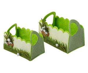 Set di 2 cestini in feltro Garden green - max 22x16x14 cm