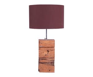 Lampada da tavolo in legno teak con paralume in tessuto Forest - 50x18x18 cm