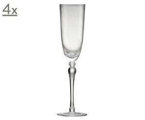 Set di 4 calici da champagne in vetro soffiato Aldrich - Trasparente