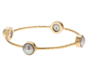 Bracciale in ottone placcato oro con perle Rita - D7 cm