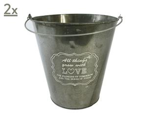 Set di 2 vasi-fioriere in zinco Love - D 31/H 32 cm