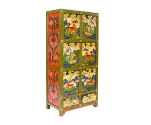 Armadio in legno di olmo a sei ante e due cassetti Tibet - 172x82x47 cm
