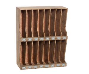 Scaffale portadocumenti in legno e metallo a 16 posti Natural - 81x65x25 cm