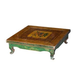 Tavolino tibetano in legno intarsiato PINTA - 20x65x65 cm
