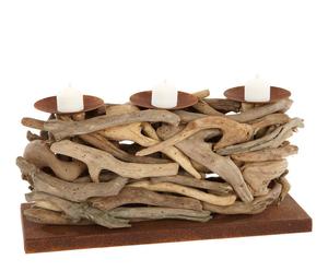 portacandele in legno Flotante naturale - 38x20x14 cm