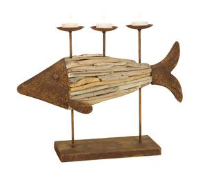 candelabro in legno di mare fish - 40x30x12 cm