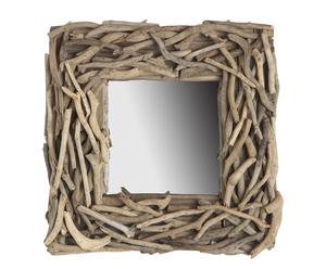 specchio con cornice in legno di mare - 40x40x 5 cm
