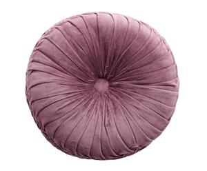 Cuscino rotondo in velluto con bottone viola - D 40 cm