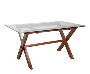 Tavolo pieghevole in legno e cristallo - 80X105X65 cm