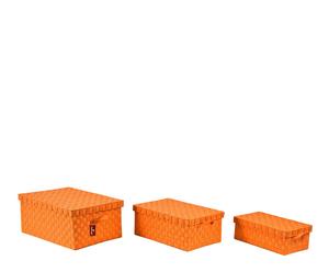 set di 3 scatole con coperchio enso arancione - max 60x42x26 cm