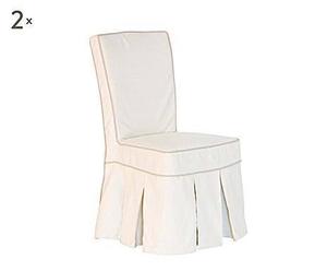 set di 2 sedie in betulla e cotone bianco hellen - 50x96x47 cm