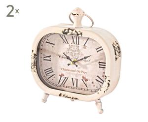 set di 2 orologi da tavolo in mdf bianco chateaux roman - 23x20 cm