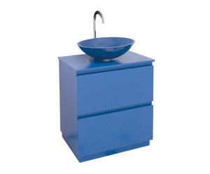 mobile bagno con lavabo in mdf e vetro azzurro margherita - 70x92x47 cm