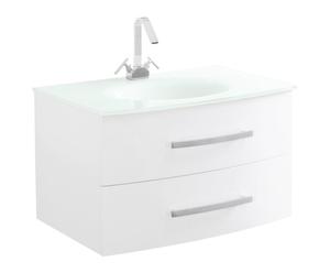 mobile bagno con lavabo in pvc e vetro bianco dalia - 80x46x52 cm