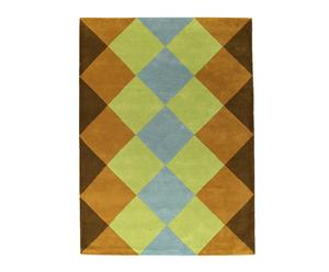 tappeto in lana verde vivd grid - 240x170 cm