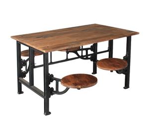 Tavolo in ferro e pino con 4 sgabelli Bear - 130x78x92 cm