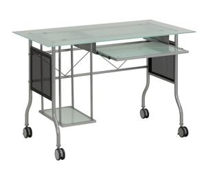 scrivania porta pc in acciaio e cristallo munich - 120x78x60 cm