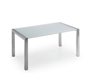 tavolo in Acciaio cromato e top in cristallo reno bianco - 120x75x90 cm