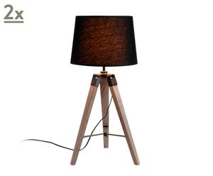Set di 2 lampade da terra in legno e tessuto Sherlock - 66x32x28 cm