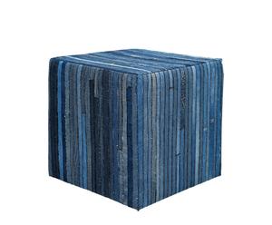 pouf in legno e cotone denim - 45x45x45 cm