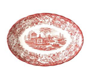 piatto da portata ovale in porcellana inglese aurora rosso - 23x32 cm