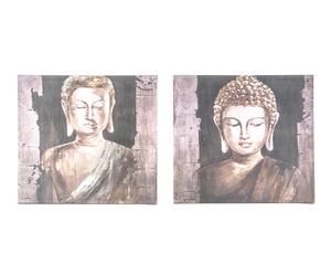 Set di 2 stampe su tela Buddha - 50x50x2 cm