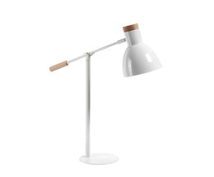 Lampada da tavolo in faggio e acciaio bianco Ulla - H 54 cm