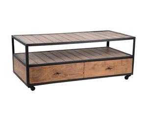tavolino in legno di acacia con cassetti Ernestine - 125x60x50 cm