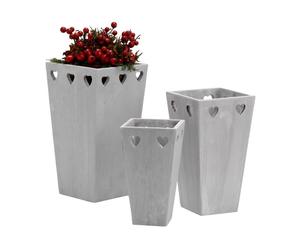 Set di 3 vasi in cemento COEUR - 10x18x10 cm