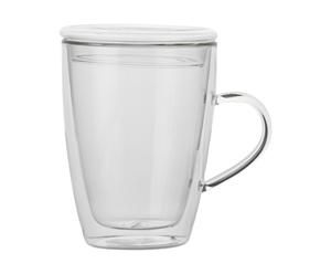 Tazza mug in vetro con coperchio Tea - 12x9 cm