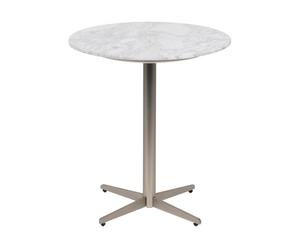 tavolino da caffe' in metallo e marmo bianco capri - h 50 cm