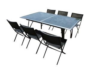 tavolo da giardino estensibile in alluminio e top in vetro yole - max 240x110x73 cm