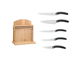 set di 5 coltelli + ceppo in legno residence silex Premium - 25x30x15 cm