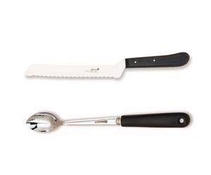 Set di 2 accessori in polipropilene e acciaio perce - coltello pane+cucchiaio