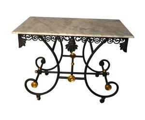 tavolo in marmo e ferro battuto grigio e nero forge - 106x77x66 cm
