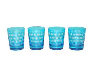 set di 4 bicchieri in vetro blu POIS - d 8/h 10 cm
