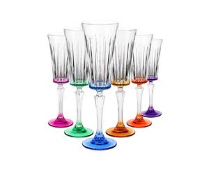 set di 6 flutes da Champagne in Vetro cristallino multicolore timeless - da 22 cl